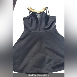 Charlotte Russe Black Strapless Dress with Gold Trim